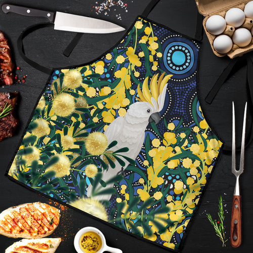 Australia Golden Wattle Apron Aussie Cockatoo Aboriginal Art