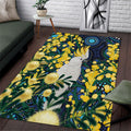 Australia Golden Wattle Area Rug Aussie Cockatoo Aboriginal Art