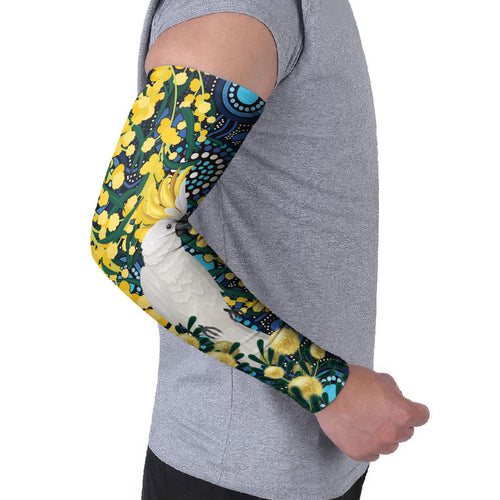 Australia Golden Wattle Arm Sleeves Aussie Cockatoo Aboriginal Art