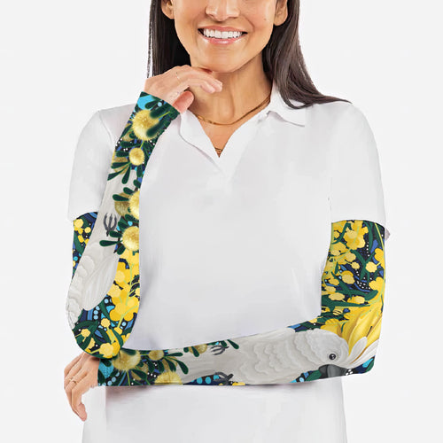 Australia Golden Wattle Arm Sleeves Aussie Cockatoo Aboriginal Art