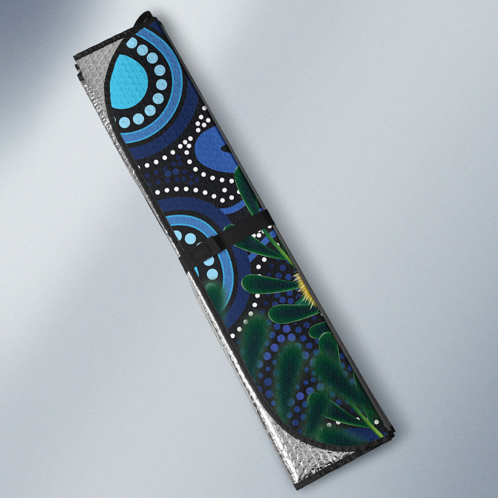 Australia Golden Wattle Auto Sun Shade Aussie Cockatoo Aboriginal Art
