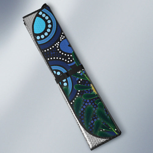 Australia Golden Wattle Auto Sun Shade Aussie Cockatoo Aboriginal Art
