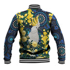 Australia Golden Wattle Baseball Jacket Aussie Cockatoo Aboriginal Art