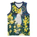Australia Golden Wattle Basketball Jersey Aussie Cockatoo Aboriginal Art