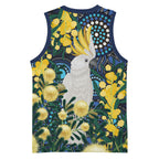 Australia Golden Wattle Basketball Jersey Aussie Cockatoo Aboriginal Art