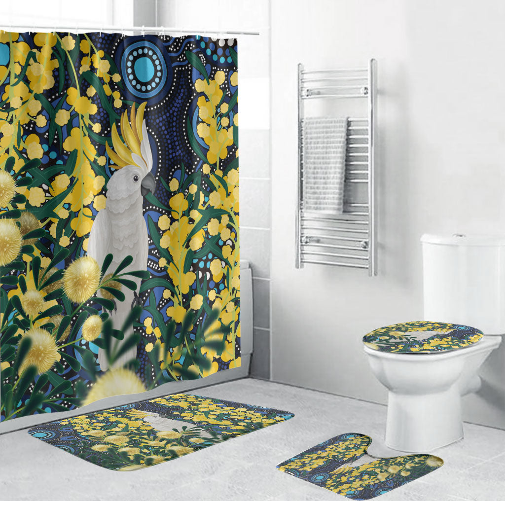 Australia Golden Wattle Bathroom Set Aussie Cockatoo Aboriginal Art
