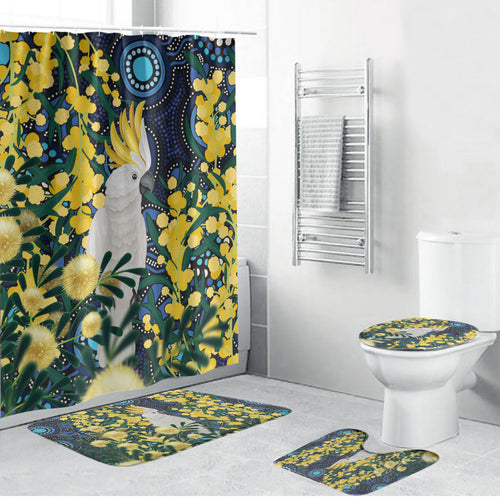 Australia Golden Wattle Bathroom Set Aussie Cockatoo Aboriginal Art