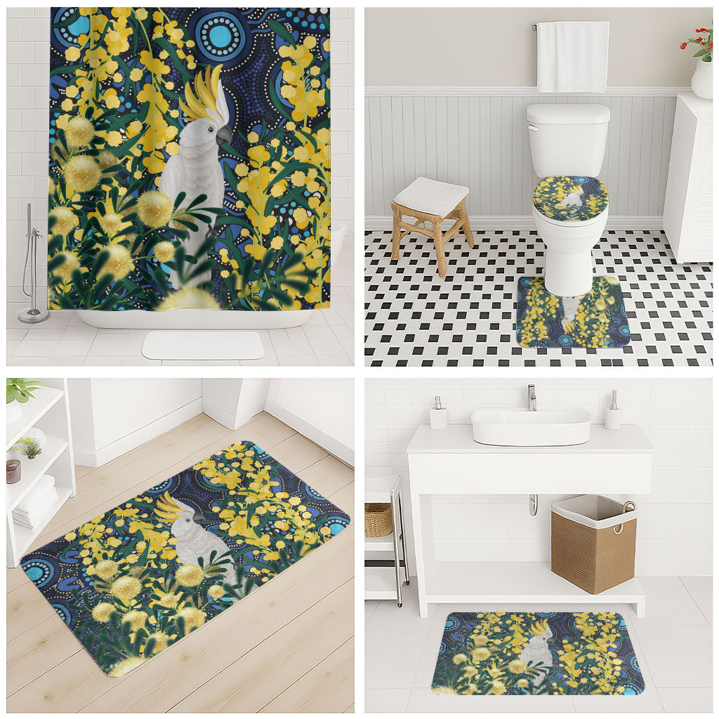 Australia Golden Wattle Bathroom Set Aussie Cockatoo Aboriginal Art