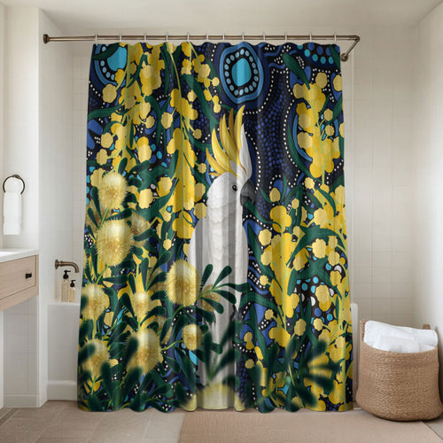 Australia Golden Wattle Bathroom Set Aussie Cockatoo Aboriginal Art