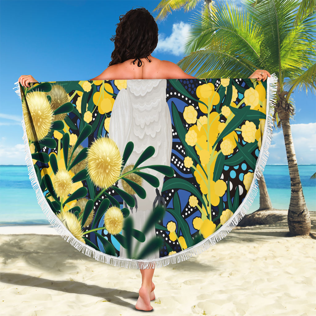 Australia Golden Wattle Beach Blanket Aussie Cockatoo Aboriginal Art