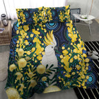 Australia Golden Wattle Bedding Set Aussie Cockatoo Aboriginal Art