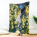 Australia Golden Wattle Blanket Aussie Cockatoo Aboriginal Art
