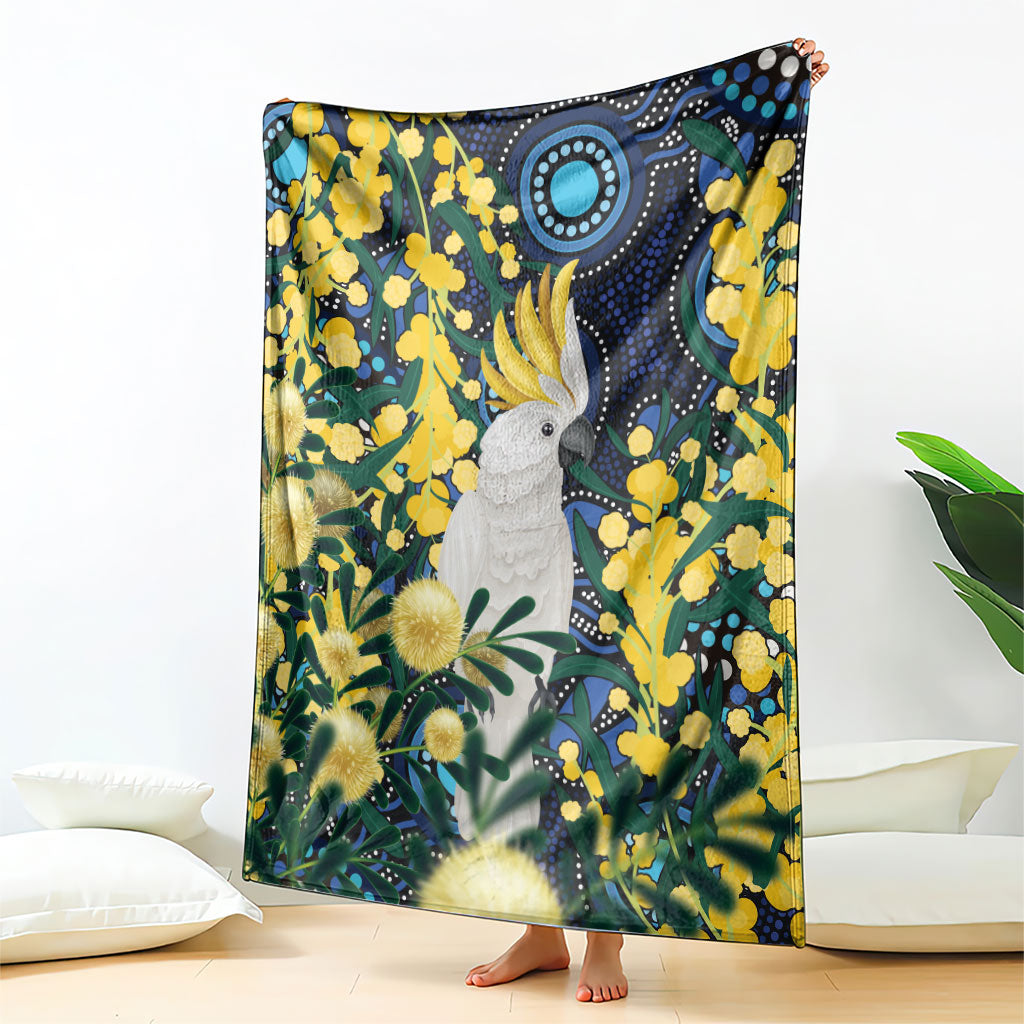 Australia Golden Wattle Blanket Aussie Cockatoo Aboriginal Art