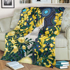 Australia Golden Wattle Blanket Aussie Cockatoo Aboriginal Art