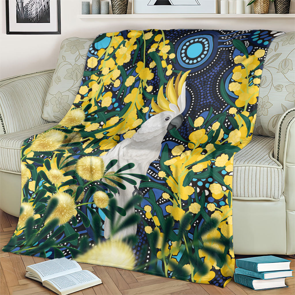 Australia Golden Wattle Blanket Aussie Cockatoo Aboriginal Art