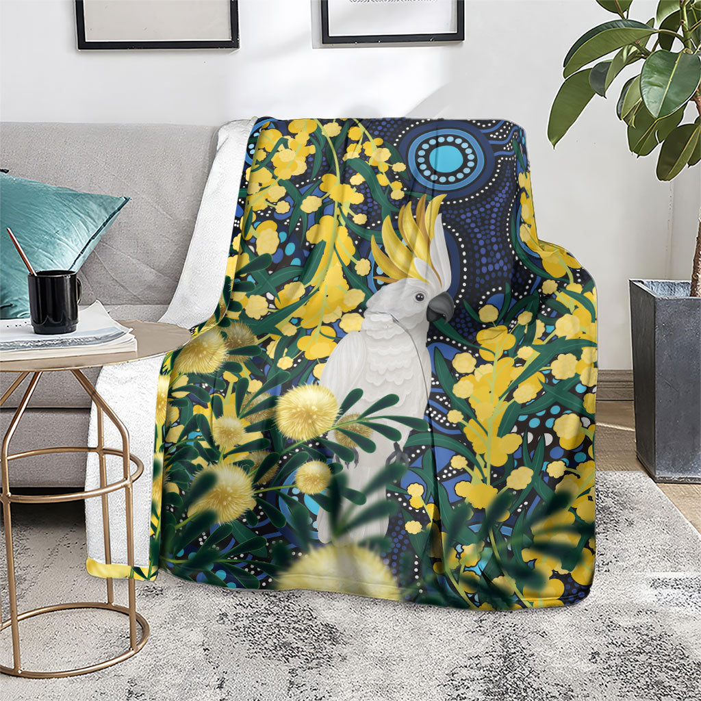 Australia Golden Wattle Blanket Aussie Cockatoo Aboriginal Art