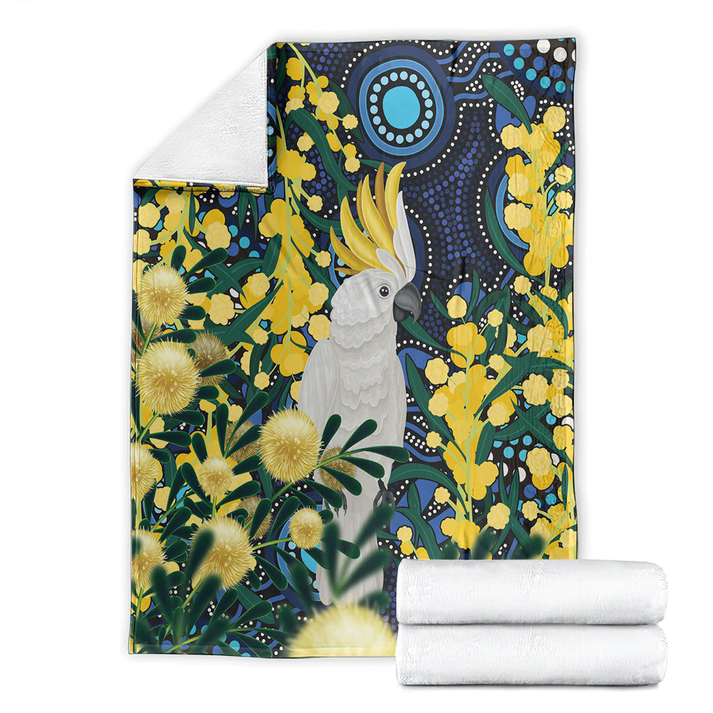 Australia Golden Wattle Blanket Aussie Cockatoo Aboriginal Art