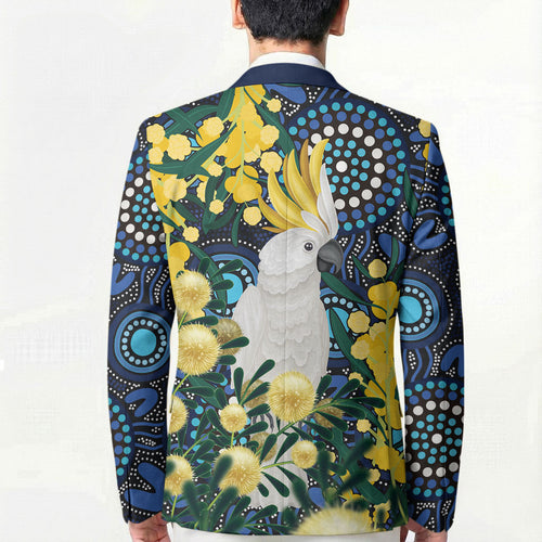Australia Golden Wattle Blazer Aussie Cockatoo Aboriginal Art