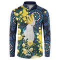 Australia Golden Wattle Button Sweatshirt Aussie Cockatoo Aboriginal Art