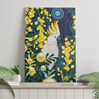 Australia Golden Wattle Canvas Wall Art Aussie Cockatoo Aboriginal Art