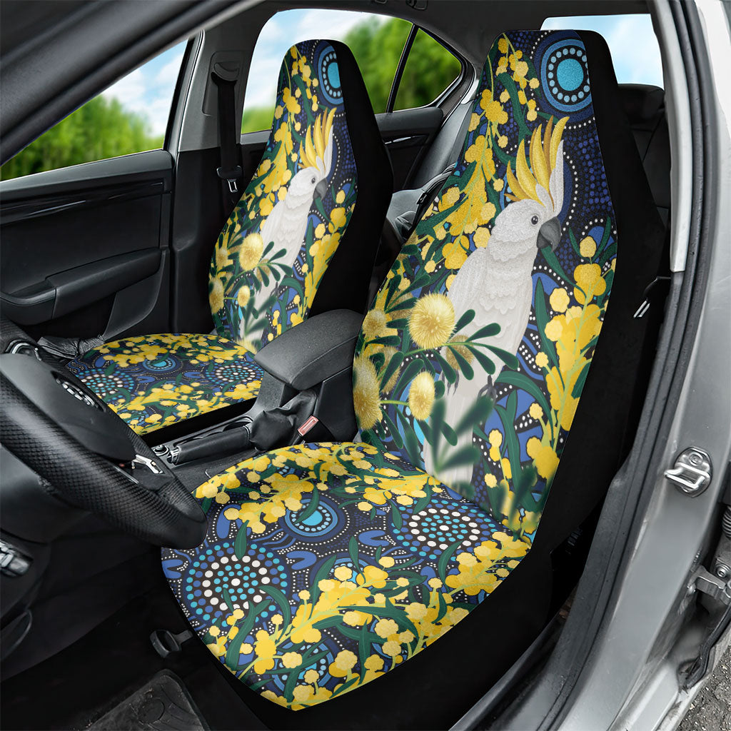 Australia Golden Wattle Car Seat Cover Aussie Cockatoo Aboriginal Art
