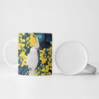 Australia Golden Wattle Ceramic Mug Aussie Cockatoo Aboriginal Art