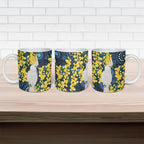 Australia Golden Wattle Ceramic Mug Aussie Cockatoo Aboriginal Art