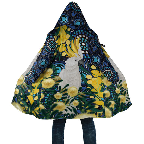 Australia Golden Wattle Cloak Aussie Cockatoo Aboriginal Art