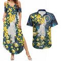Australia Golden Wattle Couples Matching Summer Maxi Dress and Hawaiian Shirt Aussie Cockatoo Aboriginal Art