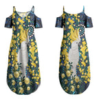 Australia Golden Wattle Couples Matching Summer Maxi Dress and Long Sleeve Button Shirt Aussie Cockatoo Aboriginal Art