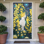 Australia Golden Wattle Door Cover Aussie Cockatoo Aboriginal Art