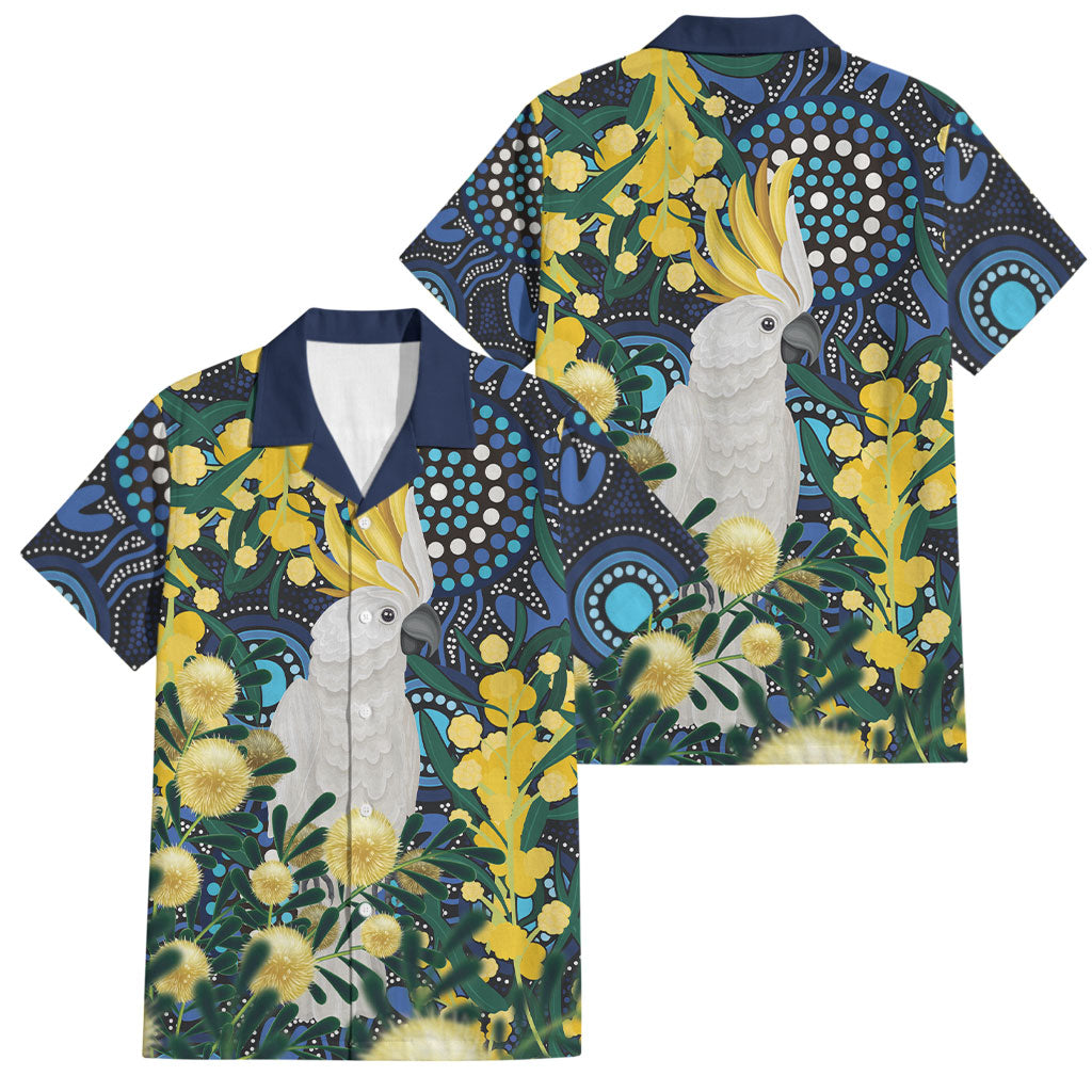 Australia Golden Wattle Family Matching Summer Maxi Dress and Hawaiian Shirt Aussie Cockatoo Aboriginal Art