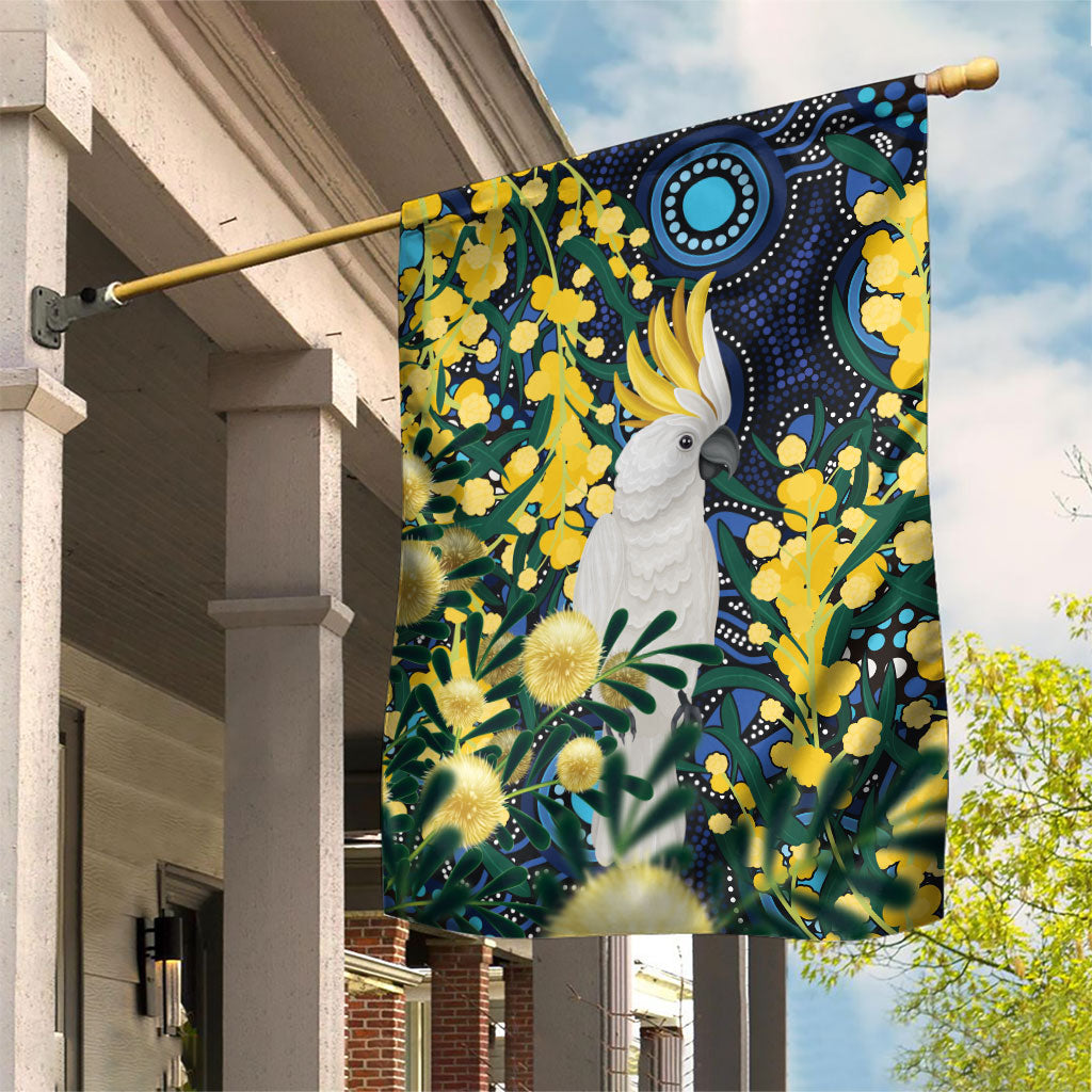 Australia Golden Wattle Garden Flag Aussie Cockatoo Aboriginal Art
