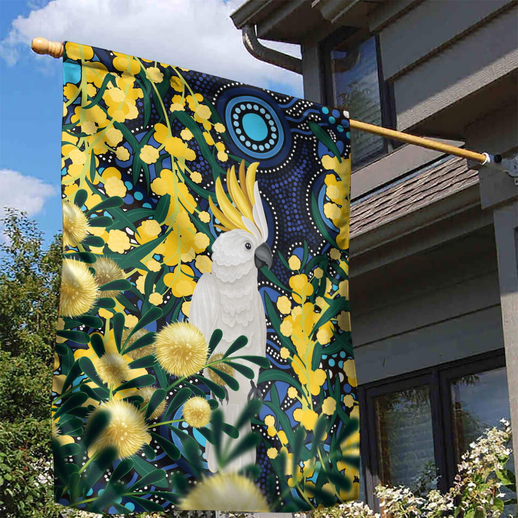 Australia Golden Wattle Garden Flag Aussie Cockatoo Aboriginal Art