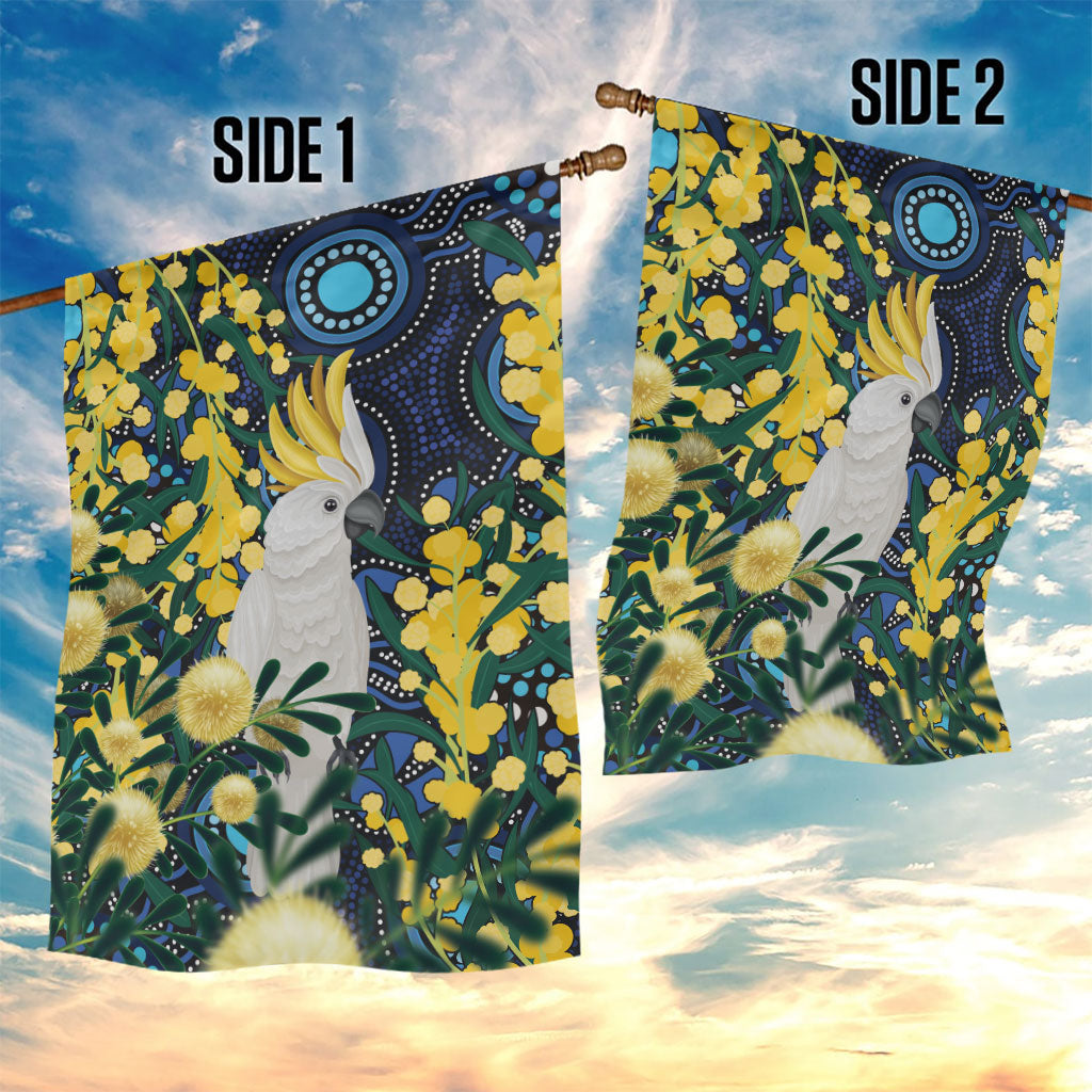 Australia Golden Wattle Garden Flag Aussie Cockatoo Aboriginal Art