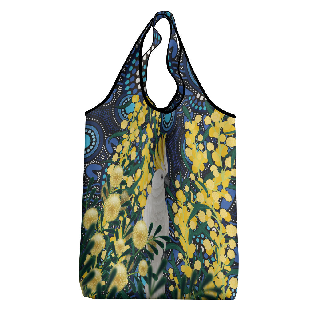 Australia Golden Wattle Grocery Bag Aussie Cockatoo Aboriginal Art