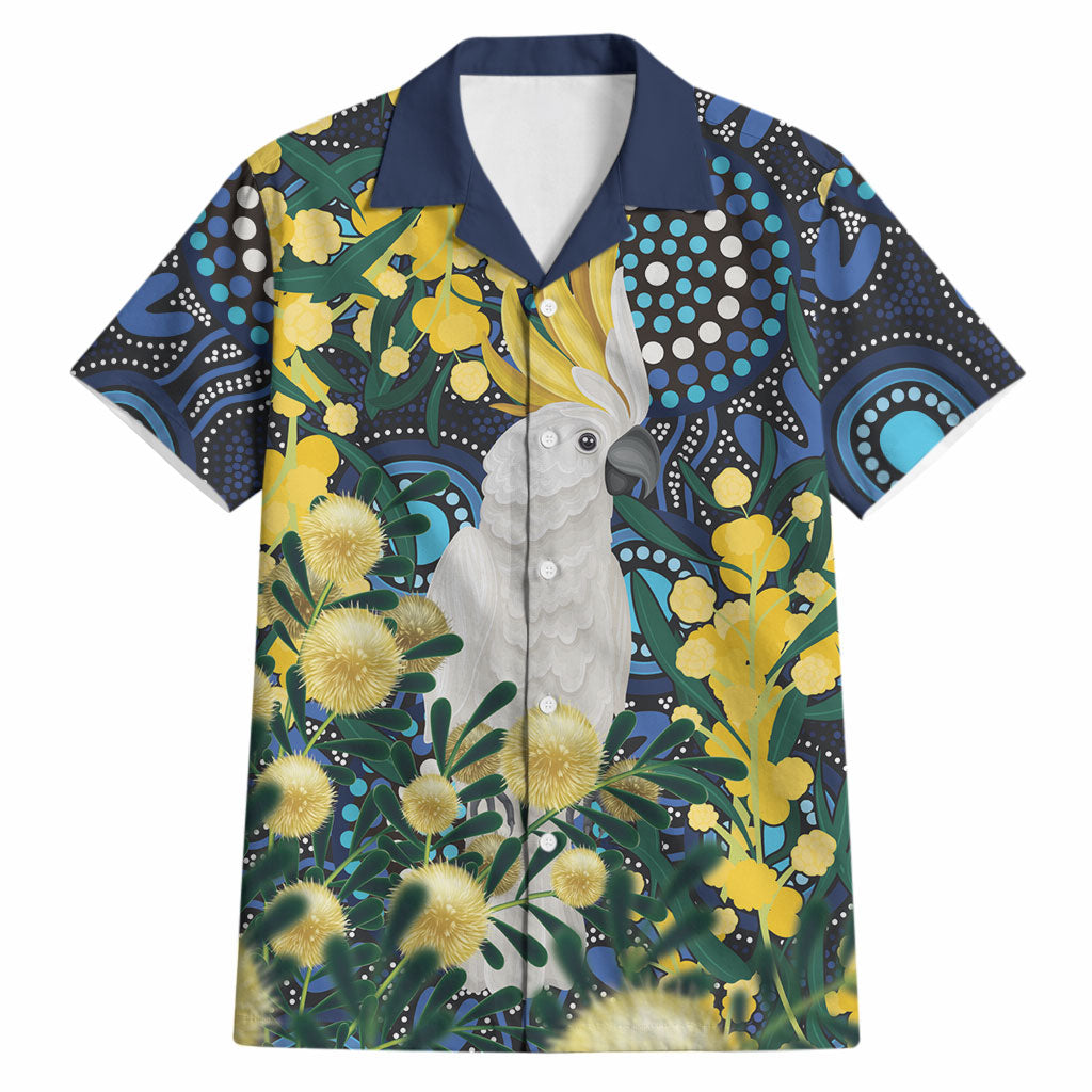 Australia Golden Wattle Hawaiian Shirt Aussie Cockatoo Aboriginal Art