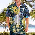 Australia Golden Wattle Hawaiian Shirt Aussie Cockatoo Aboriginal Art