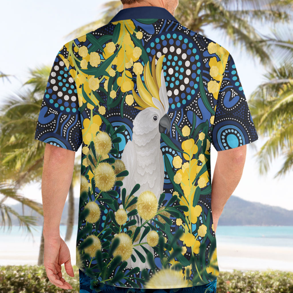 Australia Golden Wattle Hawaiian Shirt Aussie Cockatoo Aboriginal Art