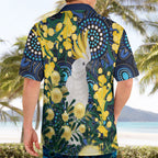 Australia Golden Wattle Hawaiian Shirt Aussie Cockatoo Aboriginal Art