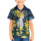Australia Golden Wattle Hawaiian Shirt Aussie Cockatoo Aboriginal Art