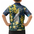 Australia Golden Wattle Hawaiian Shirt Aussie Cockatoo Aboriginal Art