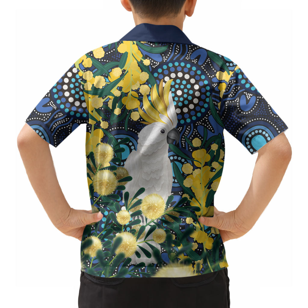 Australia Golden Wattle Hawaiian Shirt Aussie Cockatoo Aboriginal Art