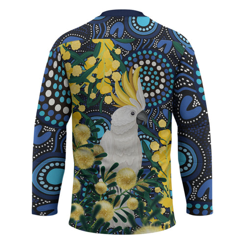 Australia Golden Wattle Hockey Jersey Aussie Cockatoo Aboriginal Art