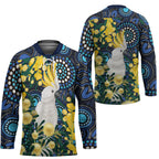 Australia Golden Wattle Hockey Jersey Aussie Cockatoo Aboriginal Art