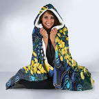 Australia Golden Wattle Hooded Blanket Aussie Cockatoo Aboriginal Art