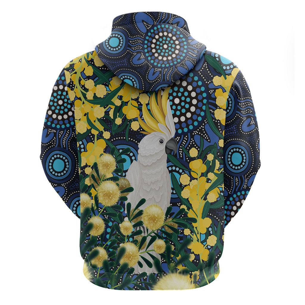 Australia Golden Wattle Hoodie Aussie Cockatoo Aboriginal Art