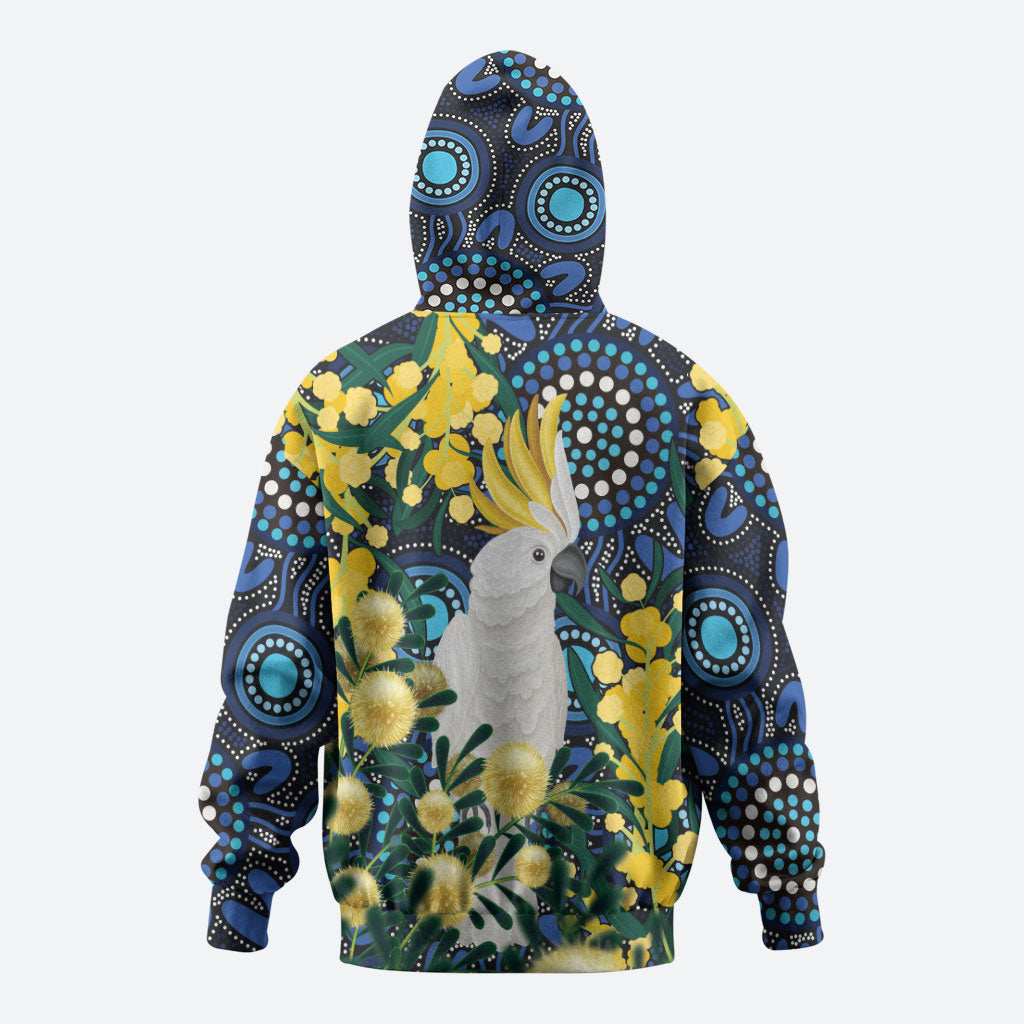 Australia Golden Wattle Hoodie Aussie Cockatoo Aboriginal Art