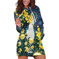 Australia Golden Wattle Hoodie Dress Aussie Cockatoo Aboriginal Art
