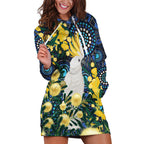 Australia Golden Wattle Hoodie Dress Aussie Cockatoo Aboriginal Art